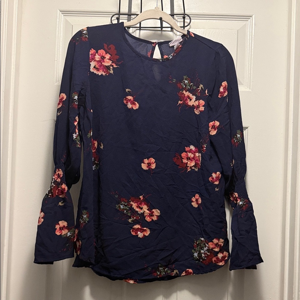 Isabel Maternity by Ingrid & Isabel Navy Floral Long-Sleeve Maternity Blouse